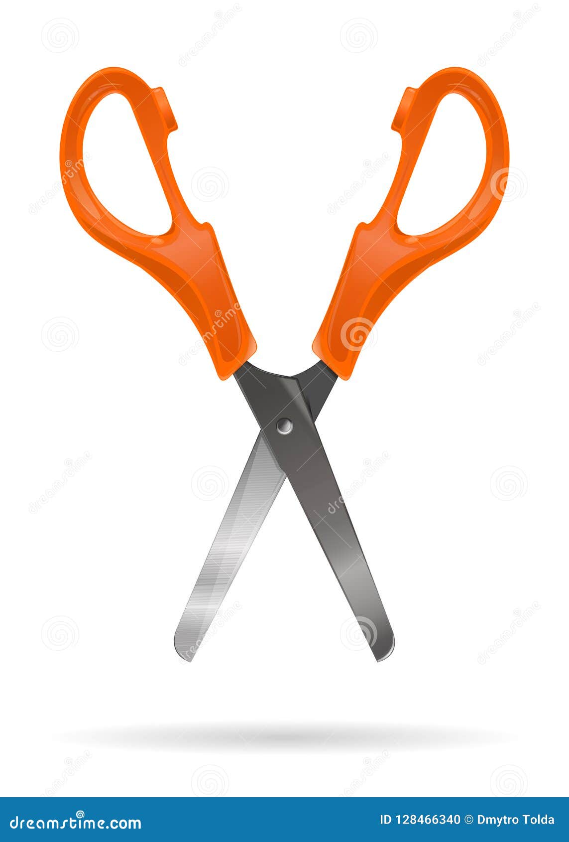 Open Office Scissors with Plastic Orange Handles Stock Vector