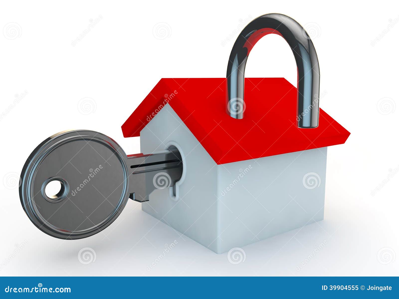 A Open Padlock with a House Stock Illustration Illustration of