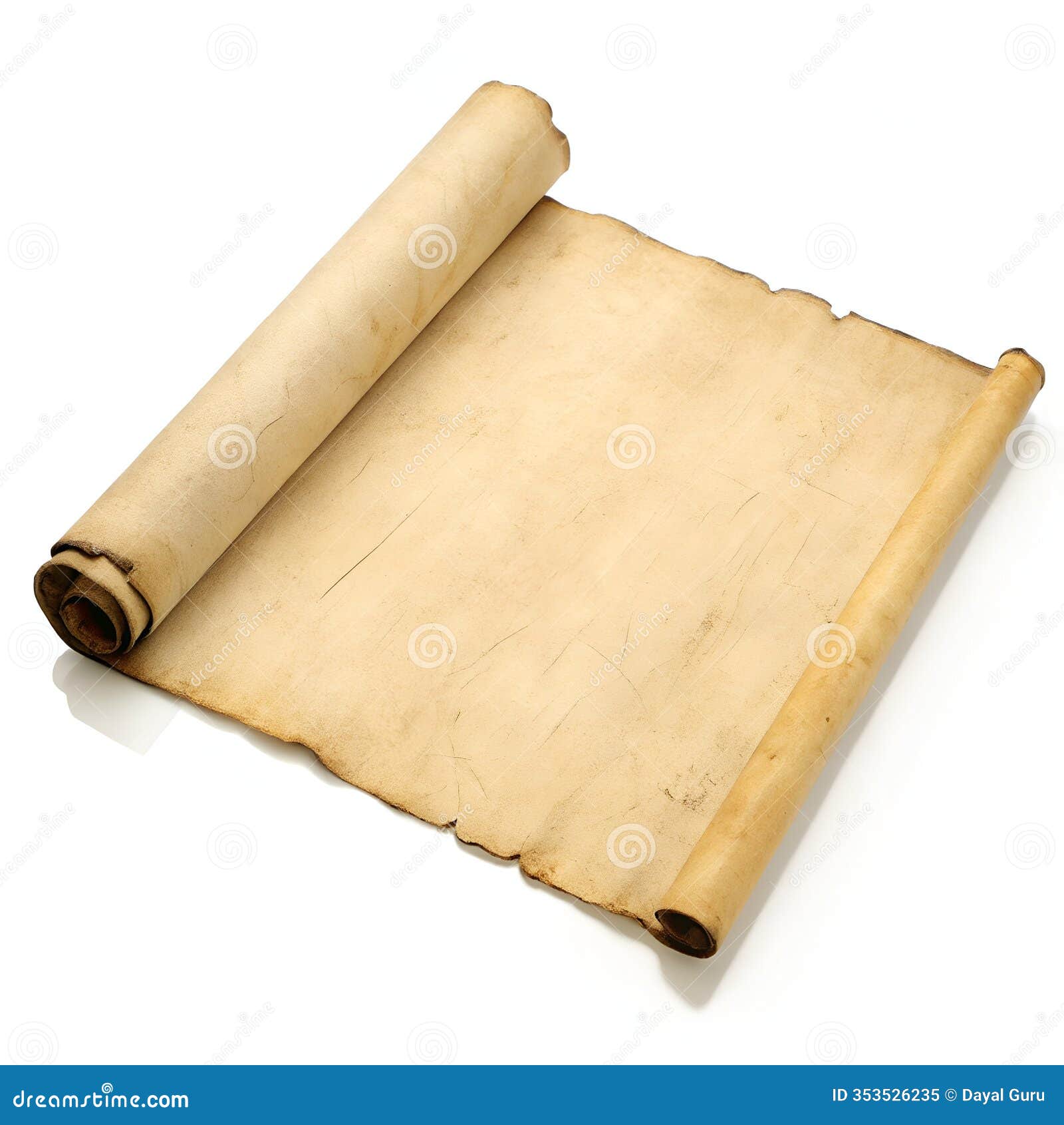 open parchment scroll realistic on white background