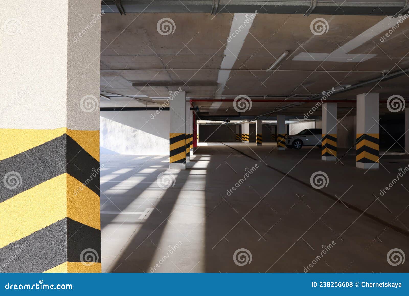 Open Parking Garage with Car on Sunny Day Stock Photo Image of