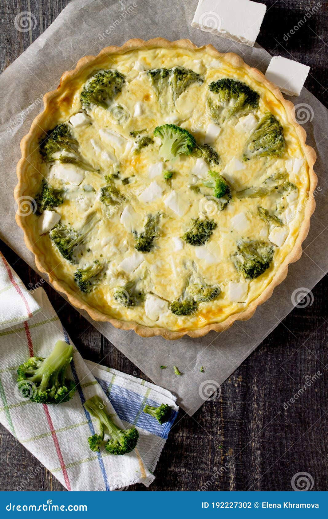 Open Pie Quiche Lauren with Broccoli and Cheese, Selective Focus Stock ...