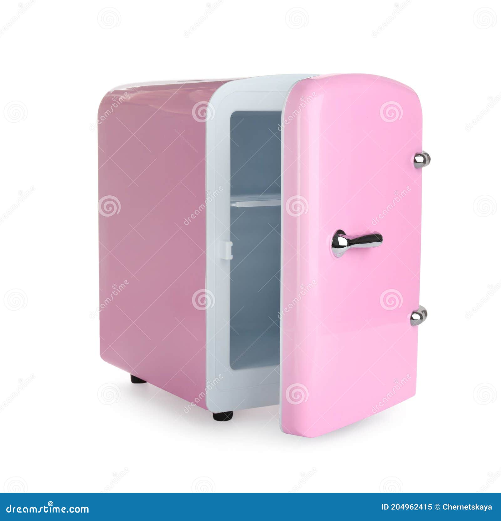 Open Pink Cosmetics Refrigerator Isolated on White Stock Image Image