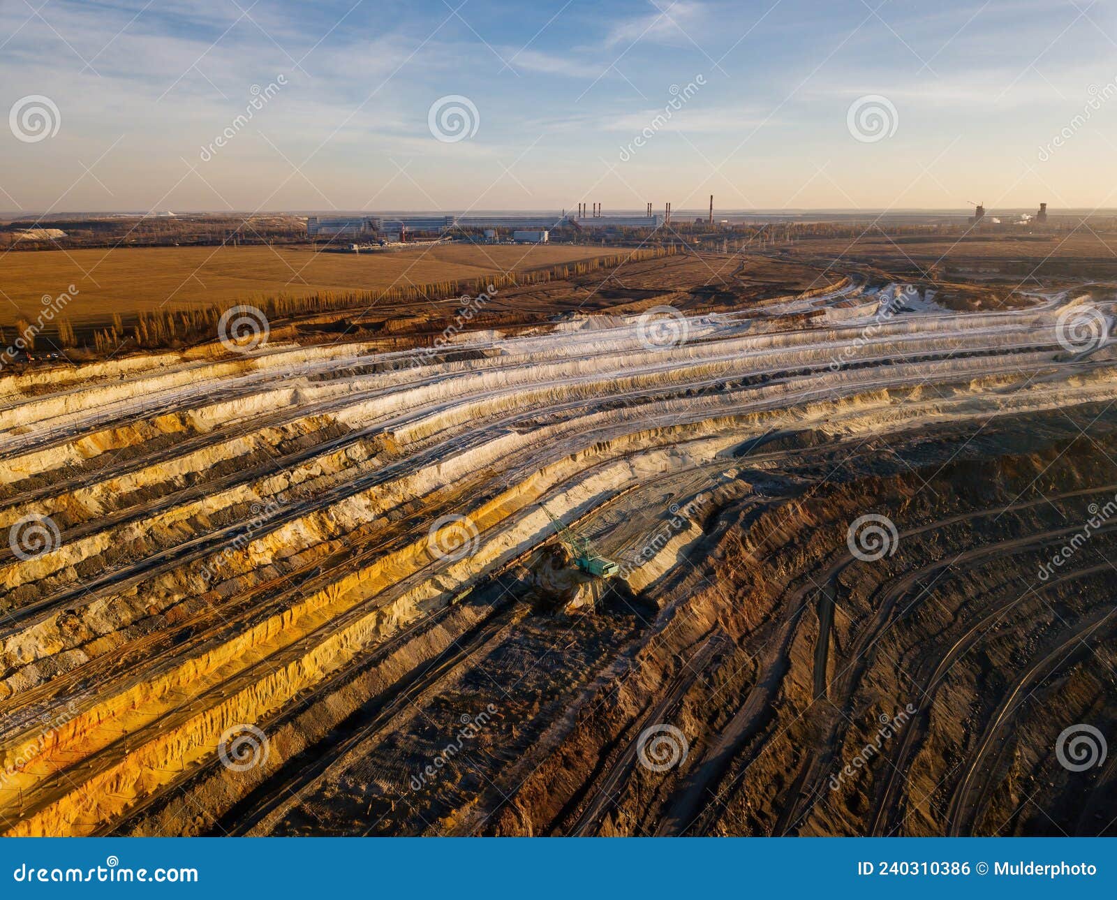 Open Pit Mine in Mining and Processing Plant, Aerial View Stock Photo ...