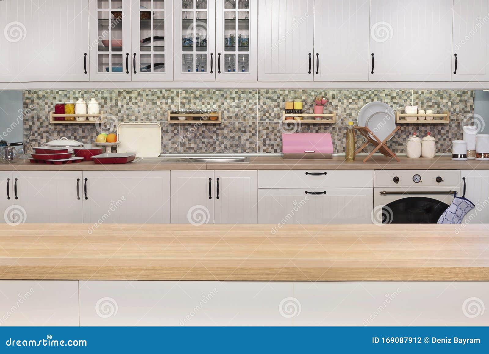 Open Plan Empty Counter Top in Kitchen Stock Photo Image of drink
