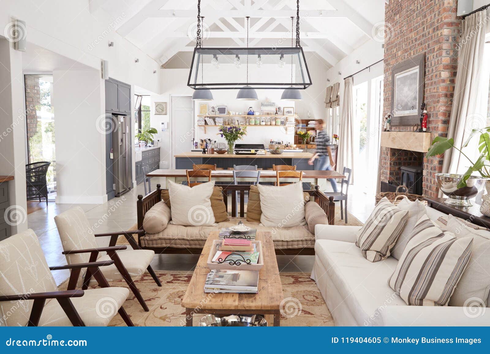 open plan interior of a modern period conversion family home