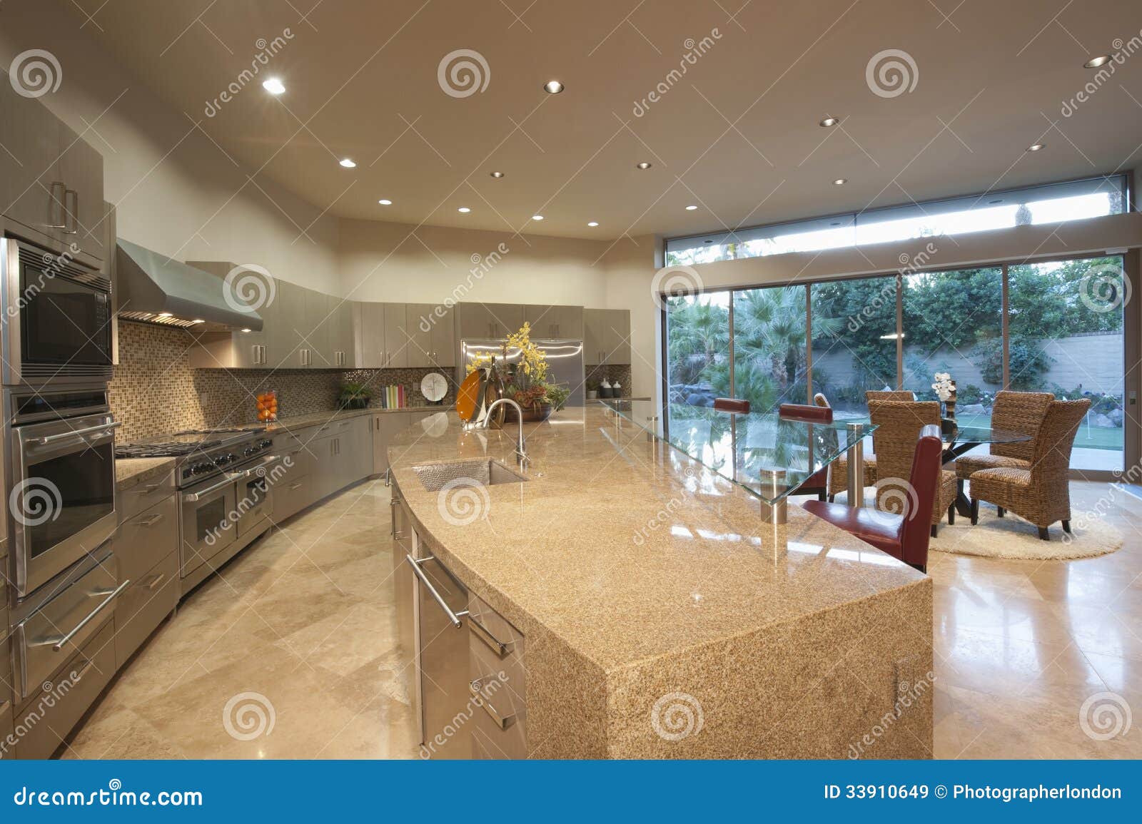 Open Plan Kitchen With Dining Area Royalty Free Stock Images - Image 