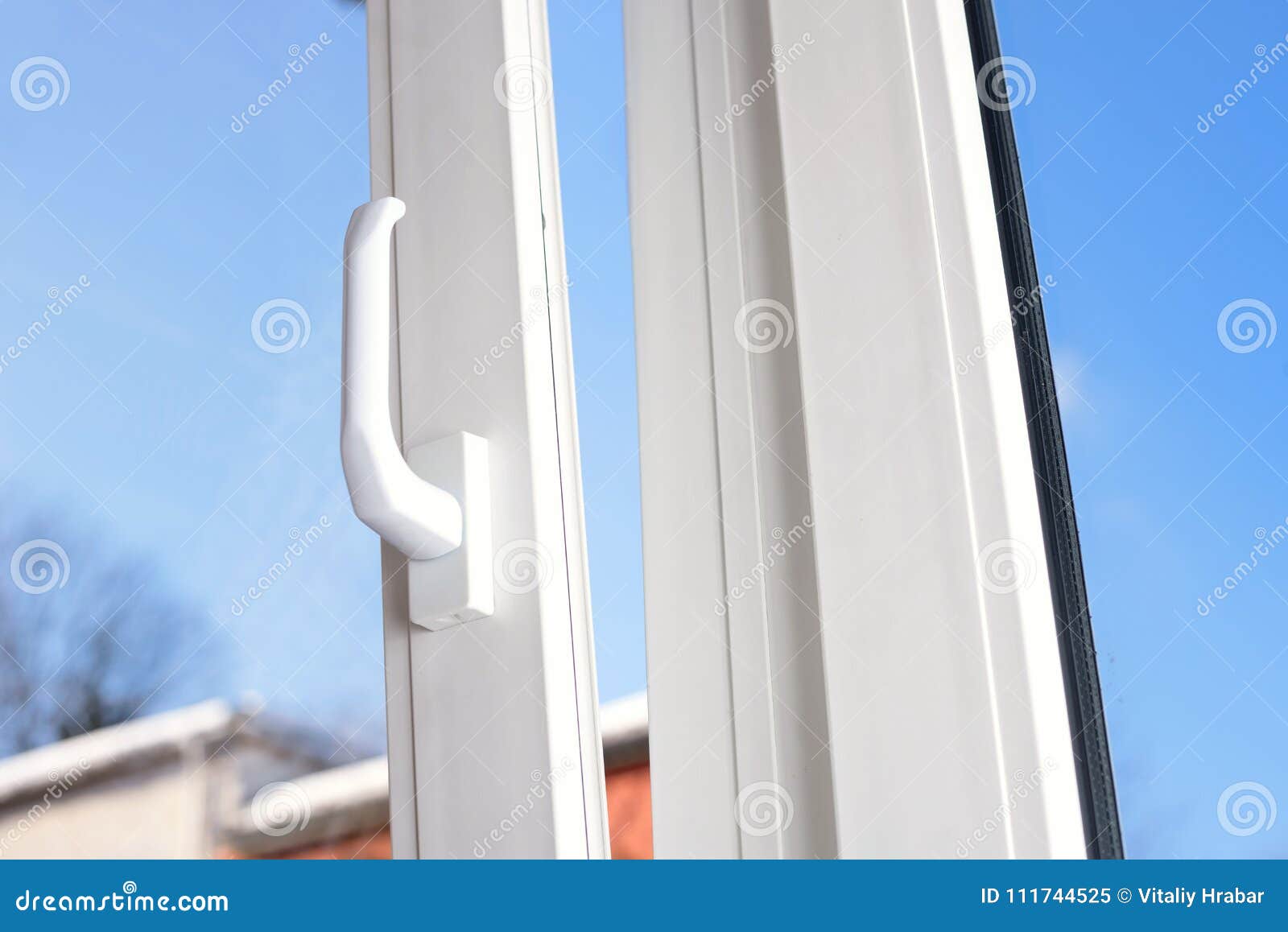 Open plastic vinyl window stock image. Image of foliage 111744525