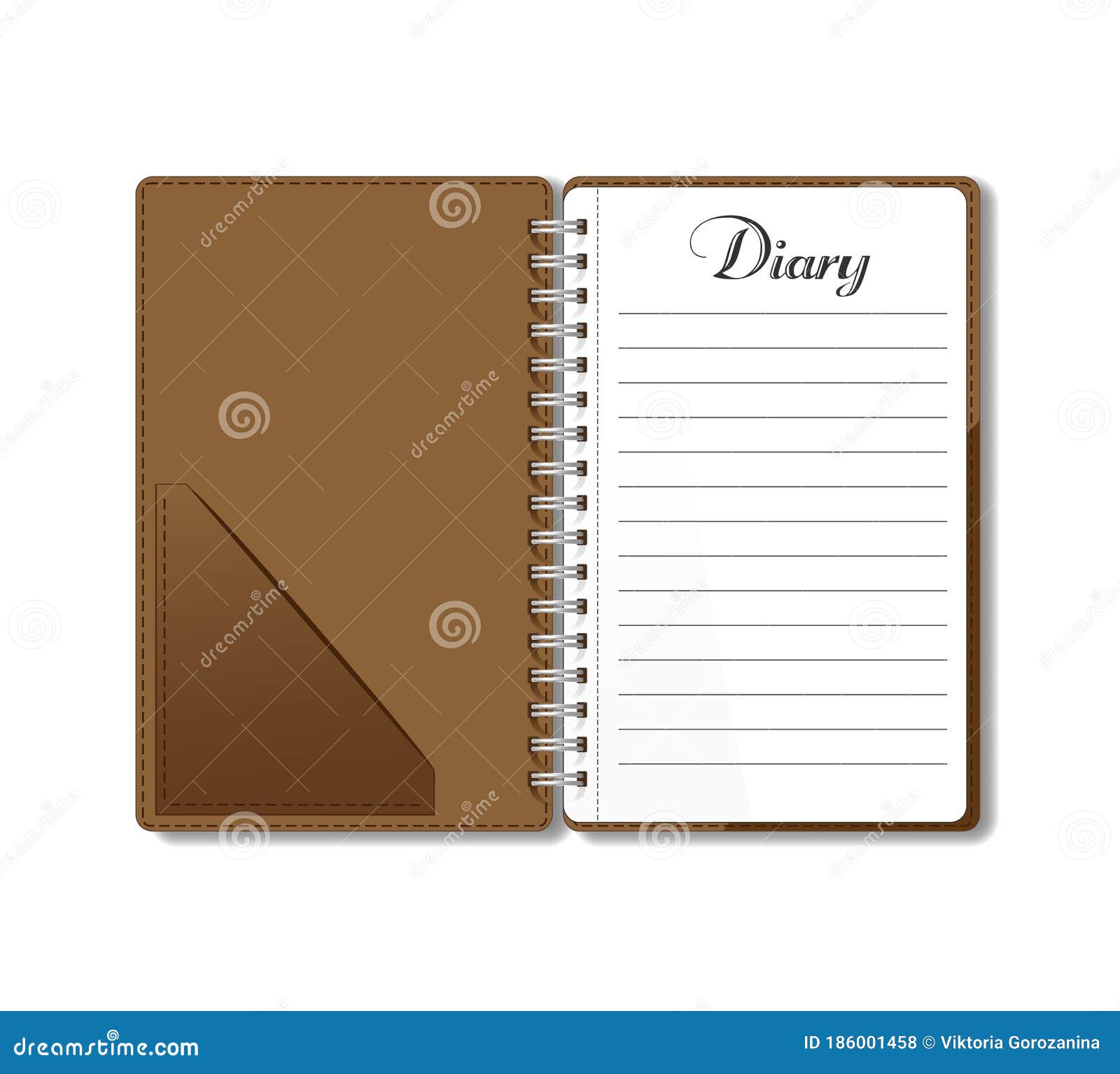 open pocket diary, notebook, notepad, organizer, planner, journal, sketch pad. stationery book set. blank pages.  