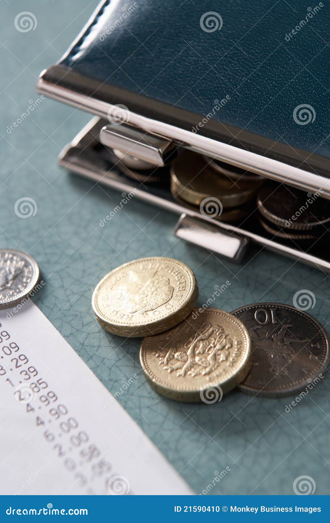 Open Purse with Till Receipt Stock Photo Image of currency, indoors