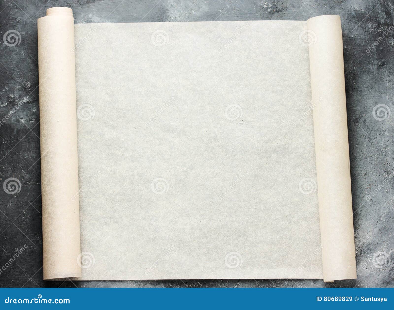 https://thumbs.dreamstime.com/z/open-roll-baking-parchment-paper-menu-recipes-text-top-view-80689829.jpg