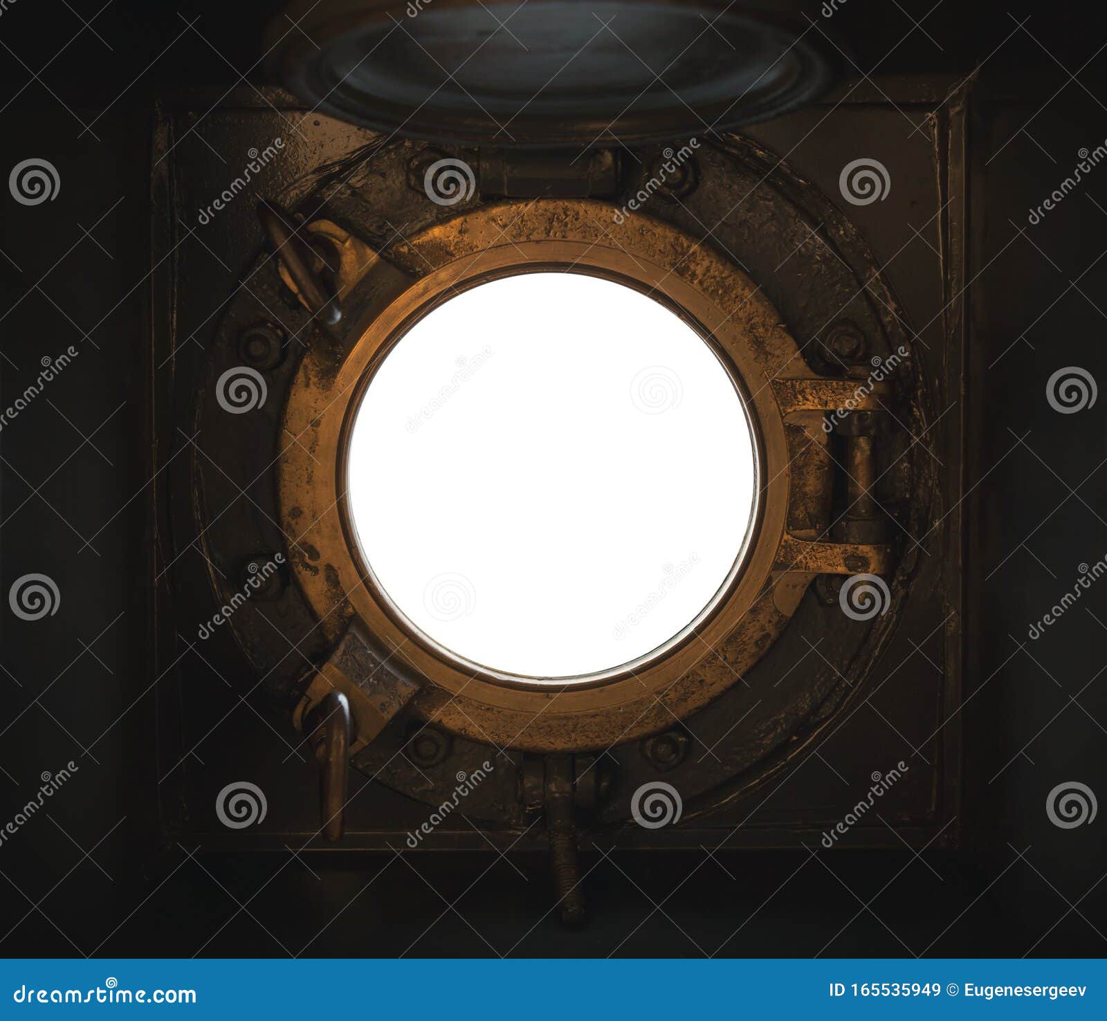 Open Round Porthole in Brass Frame Stock Image - Image of retro, blank:  165535949