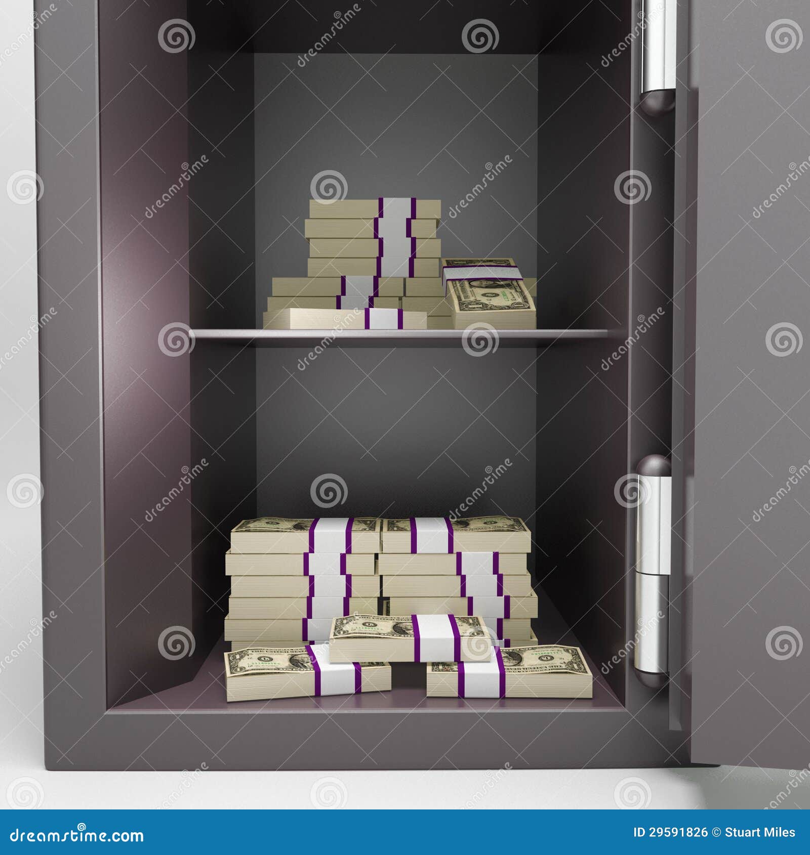 Open Safe with Money Shows Investment Funds Stock Illustration