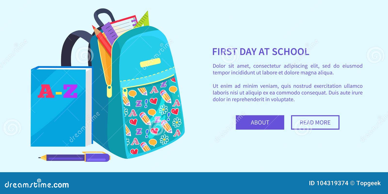 Open School Bag with Stationary Element Accessory Stock Vector Illustration of education