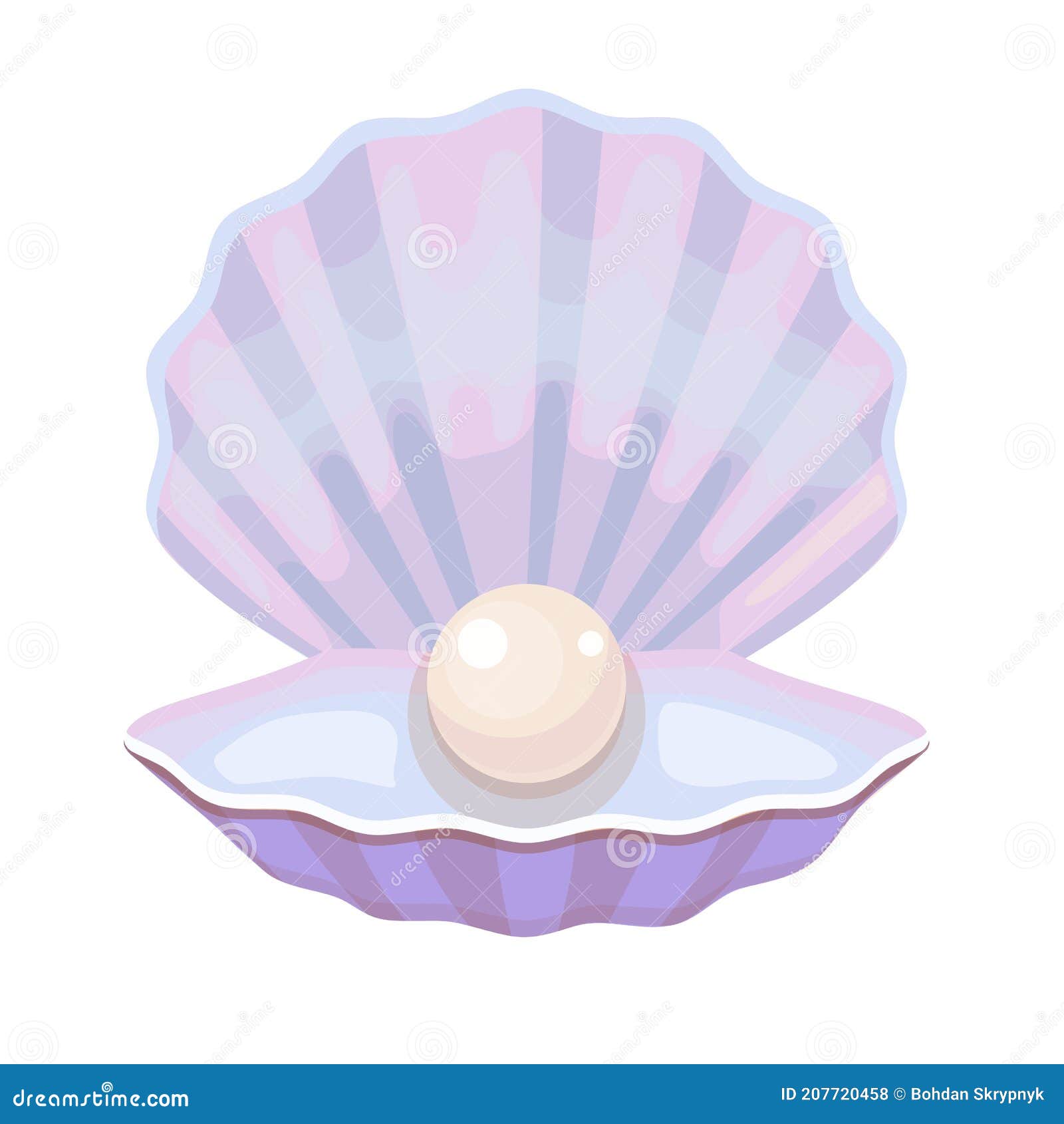 Open Shell with Pearl. Mother of Pearl Sea Oyster with Bright Expensive