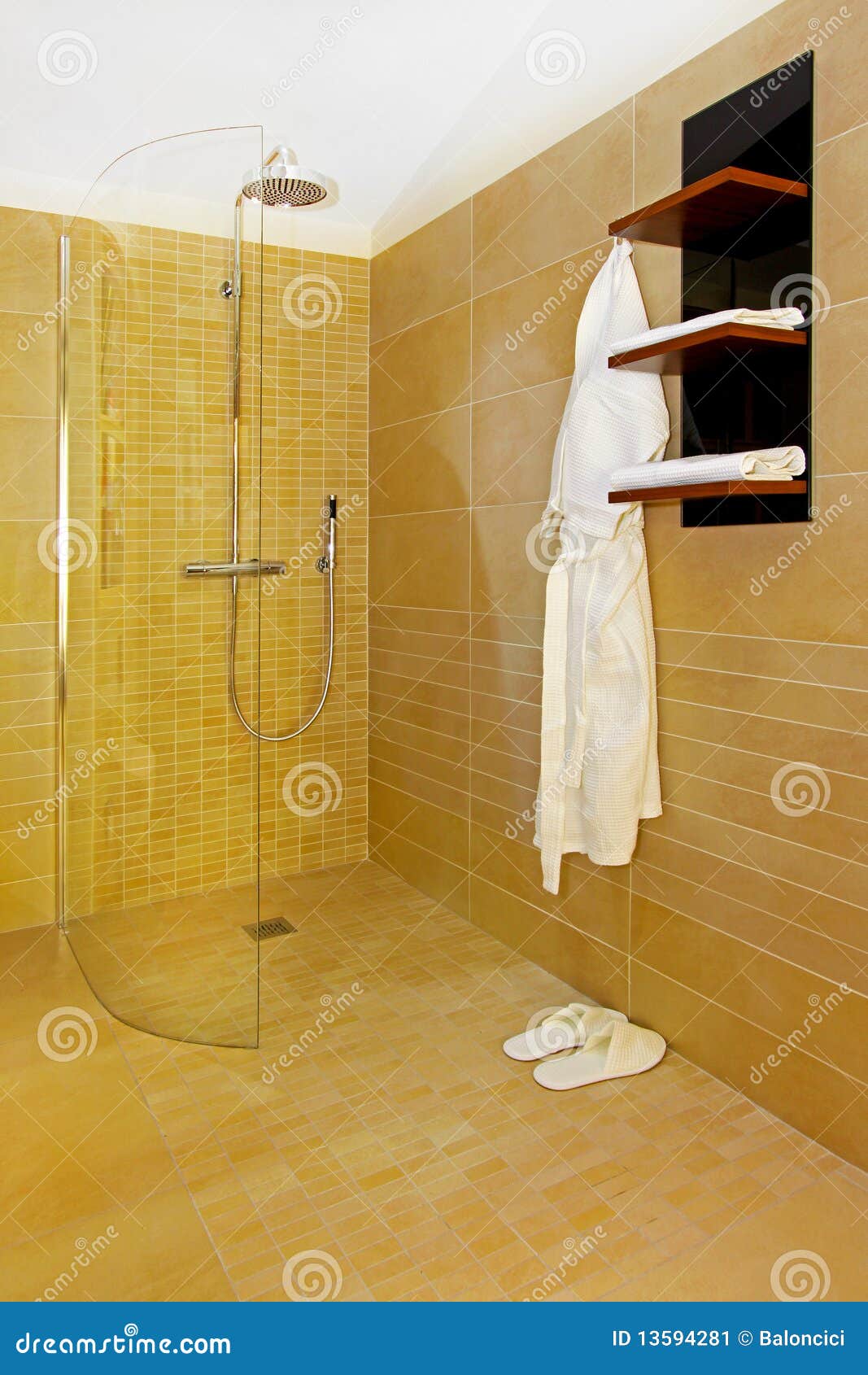 Open shower stock image. Image of decor, bathroom, neutral - 13594281