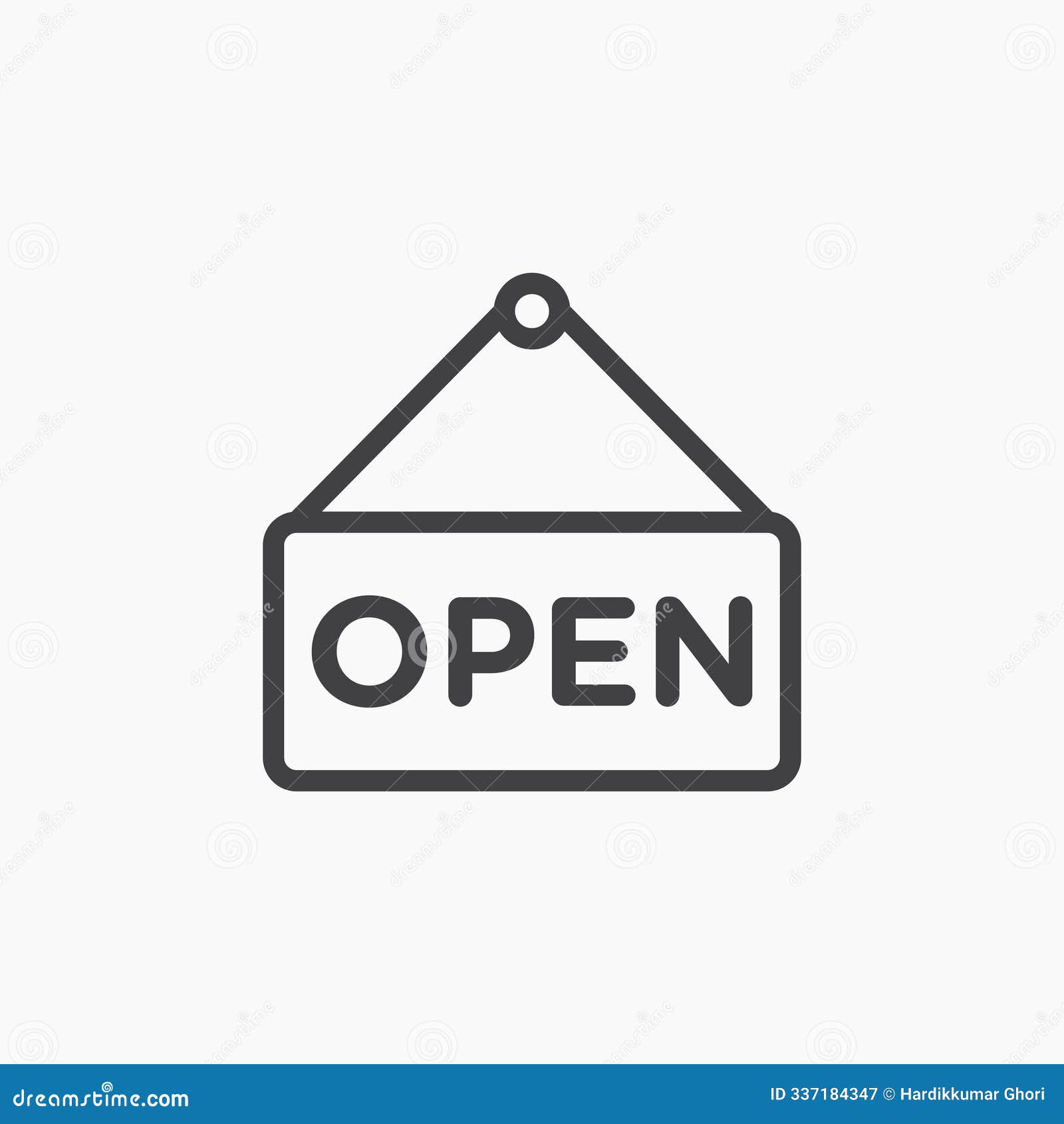 open signline in thin line black color. flat simple  s 