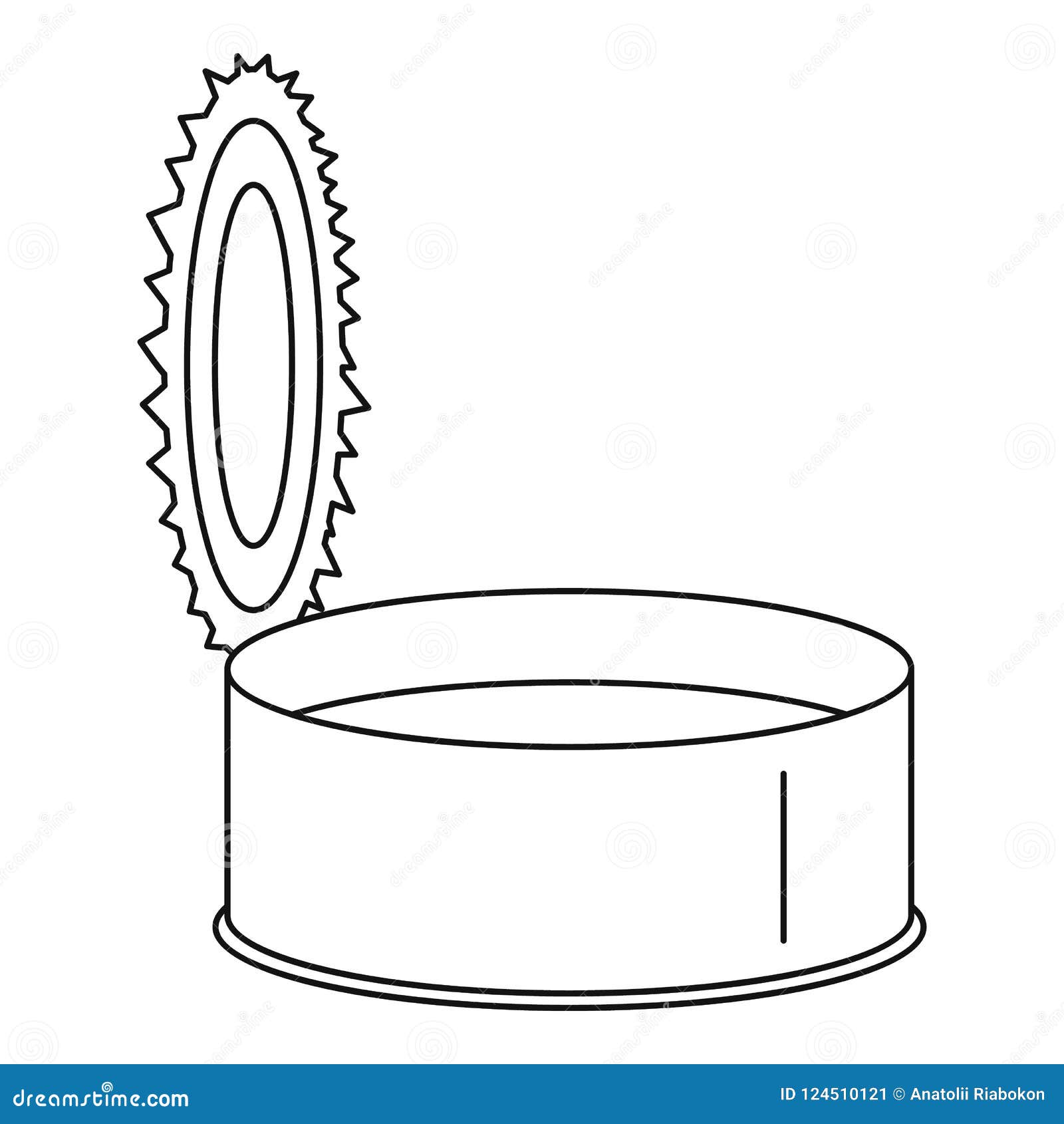 Open Silver Tin Can Icon, Outline Style Stock Illustration
