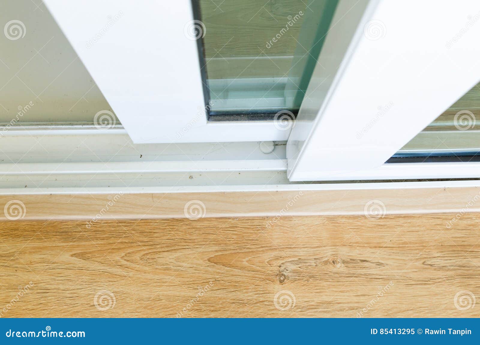 Open Sliding Door With Glass In The House Stock Image Image Of Construction Cross 85413295