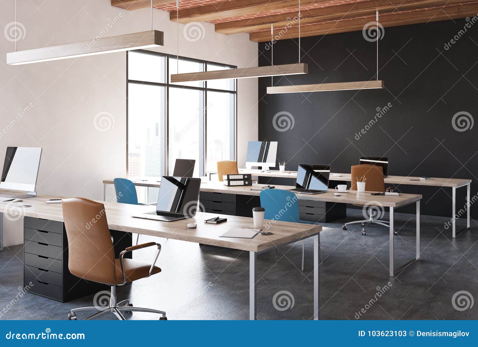 Black Open Space Office Corner Stock Illustration Illustration