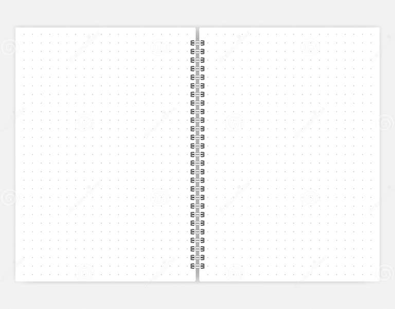 Open Spiral Bound Dot Grid A6 Size Notebook Vector Mockup Stock Vector