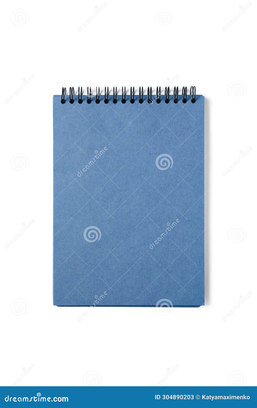 Open Spiral Bound Notepad with Craft Blue Sheets, Isolated on White