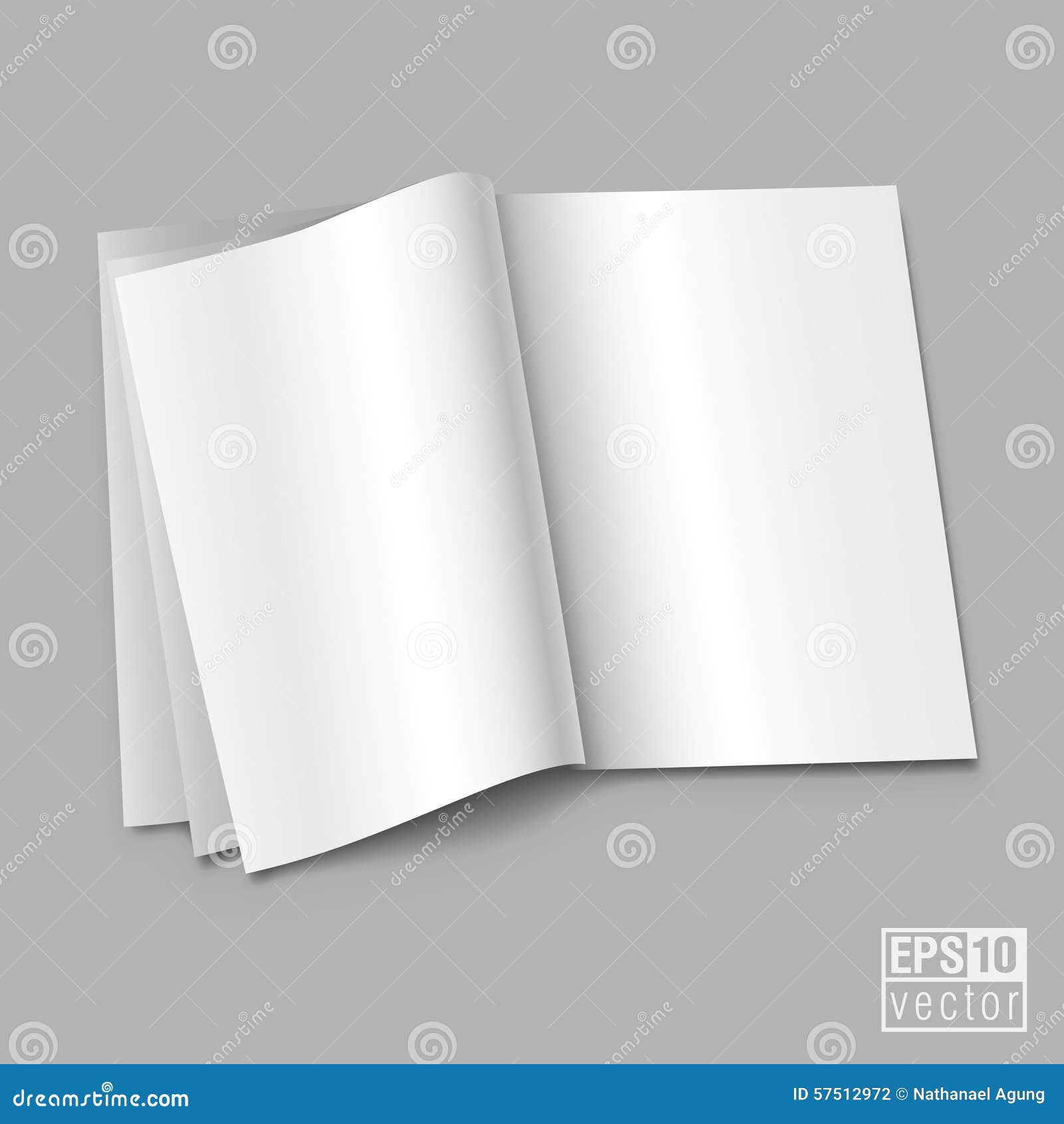 Open Spread of Book with Blank White Pages Illustration Stock Vector