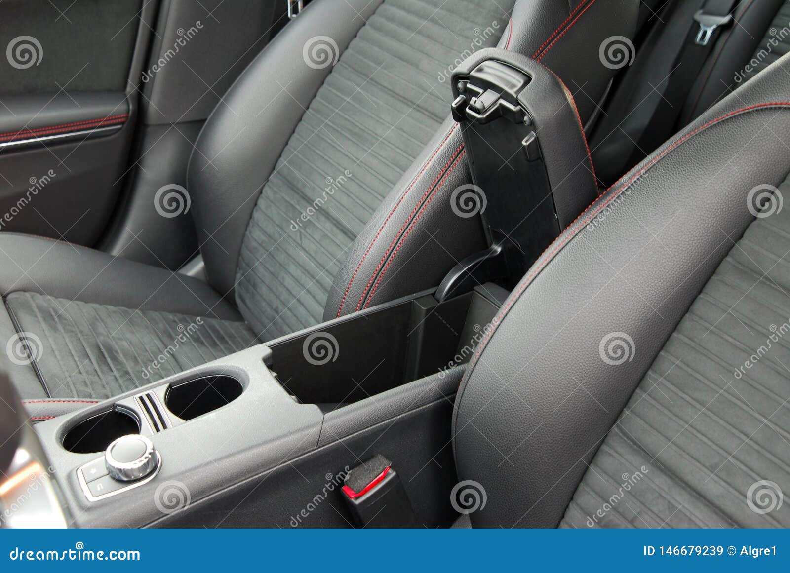 Open Storage Box between Front Car Seats Stock Image - Image of