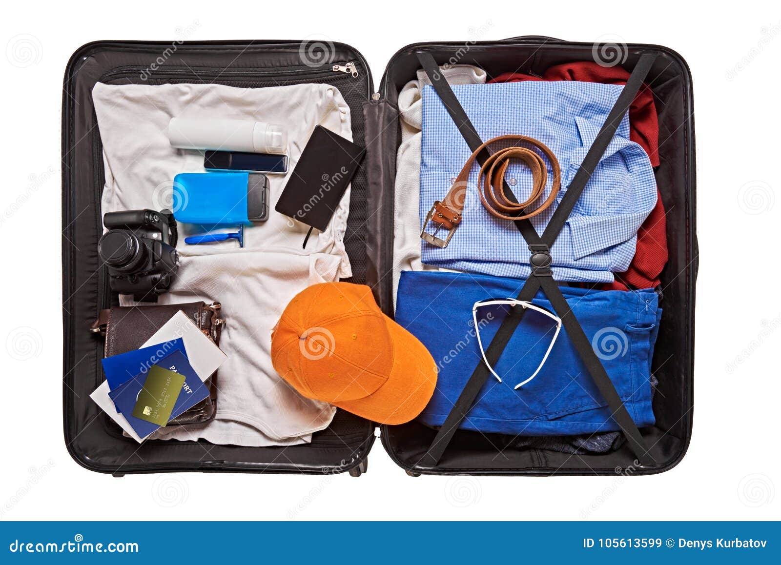 Suitcase Packed for Man Travelling Stock Image Image of case