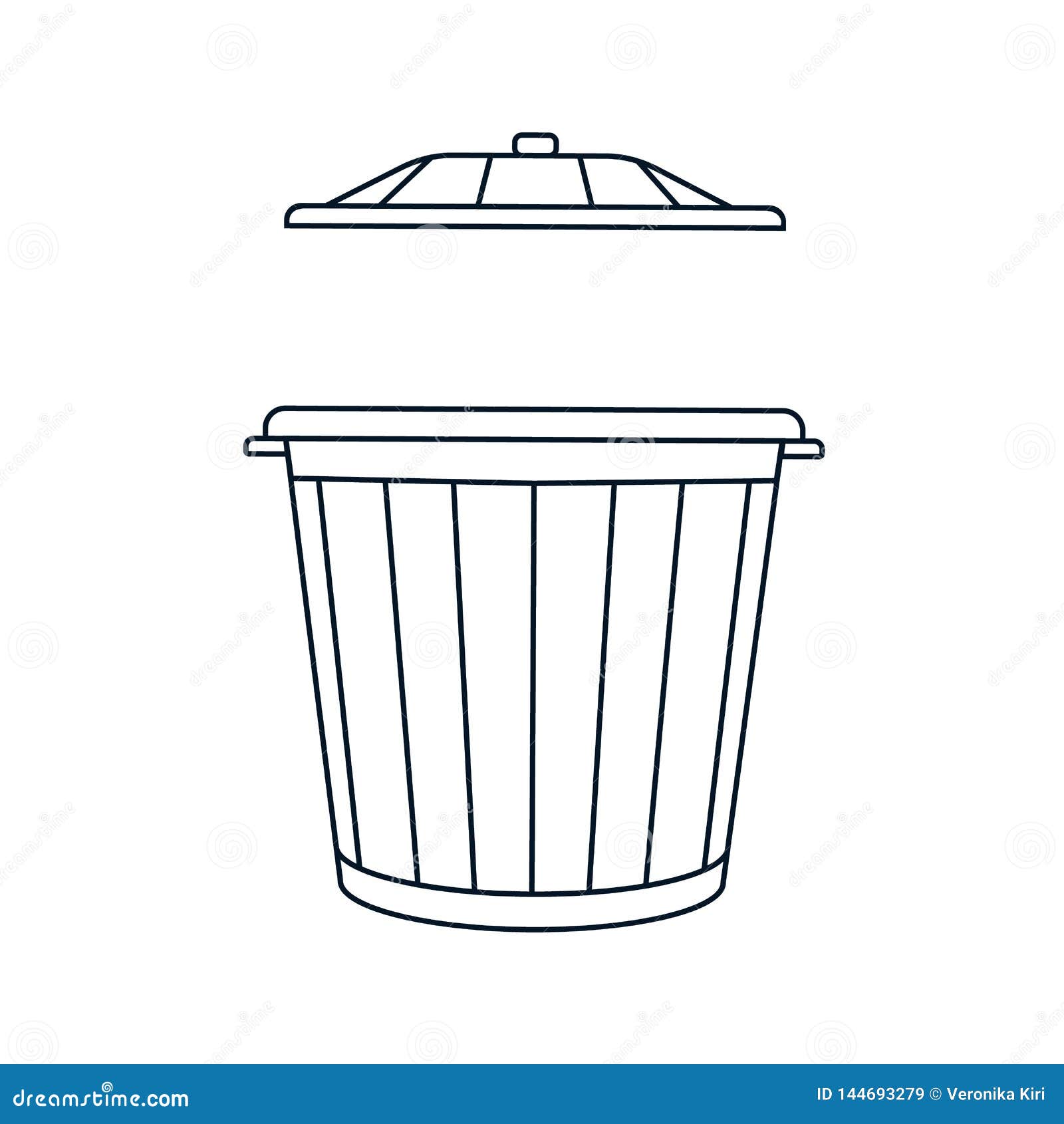 3d render of opened trash can isolated on white background Stock