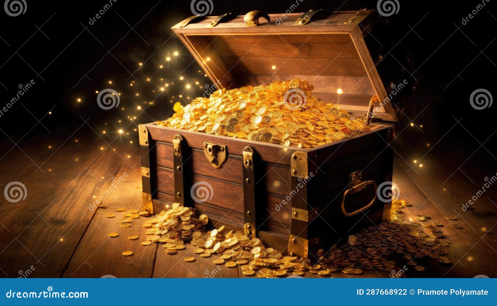 Open treasure chest filled with gold coins. Open treasure chest filled with gold coins. Generative Ai 22588599 Stock Photo at Vecteezy