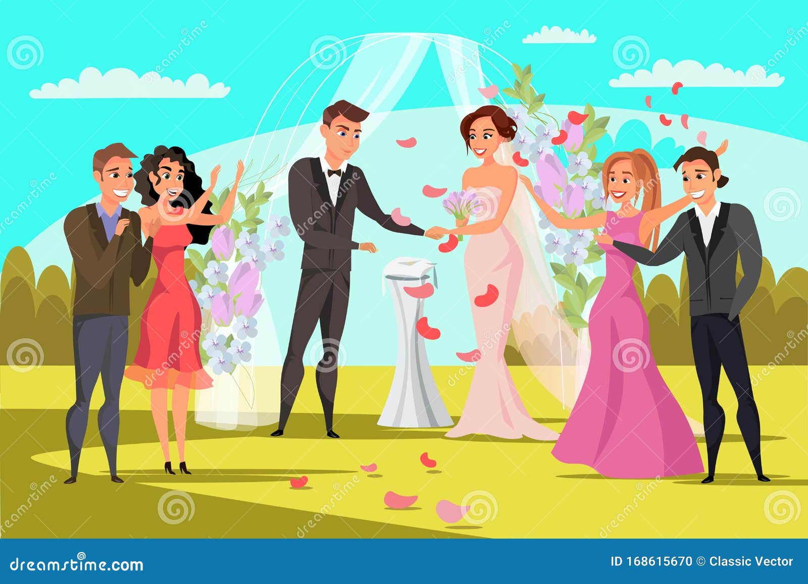 Open Wedding Ceremony Flat Vector Illustration Stock Vector - Illustration of background, cartoon: 168615670 Open Wedding Ceremony Flat Vector Illustration Stock Vector - Illustration of background, cartoon: 168615670