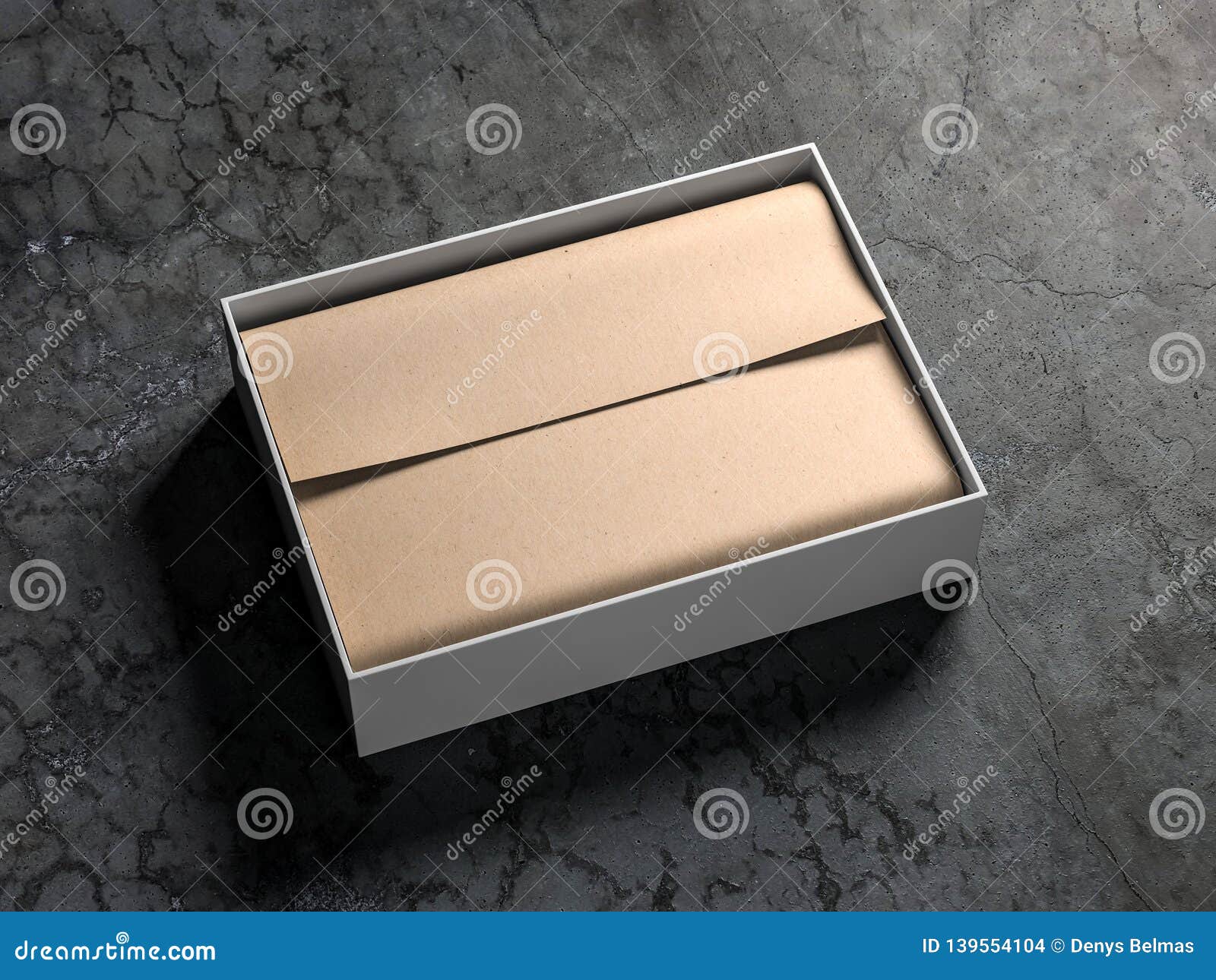 Download Open White Gift Box Packaging Mockup With Kraft Wrapping ...