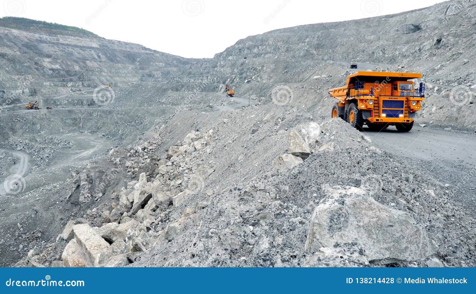 Open White Quarry Mining. Open Pit with Multiway Excavation of