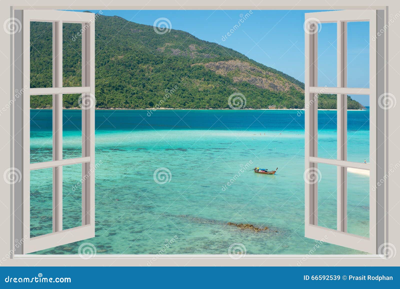 the open window, with sea views in phuket ,thailand.