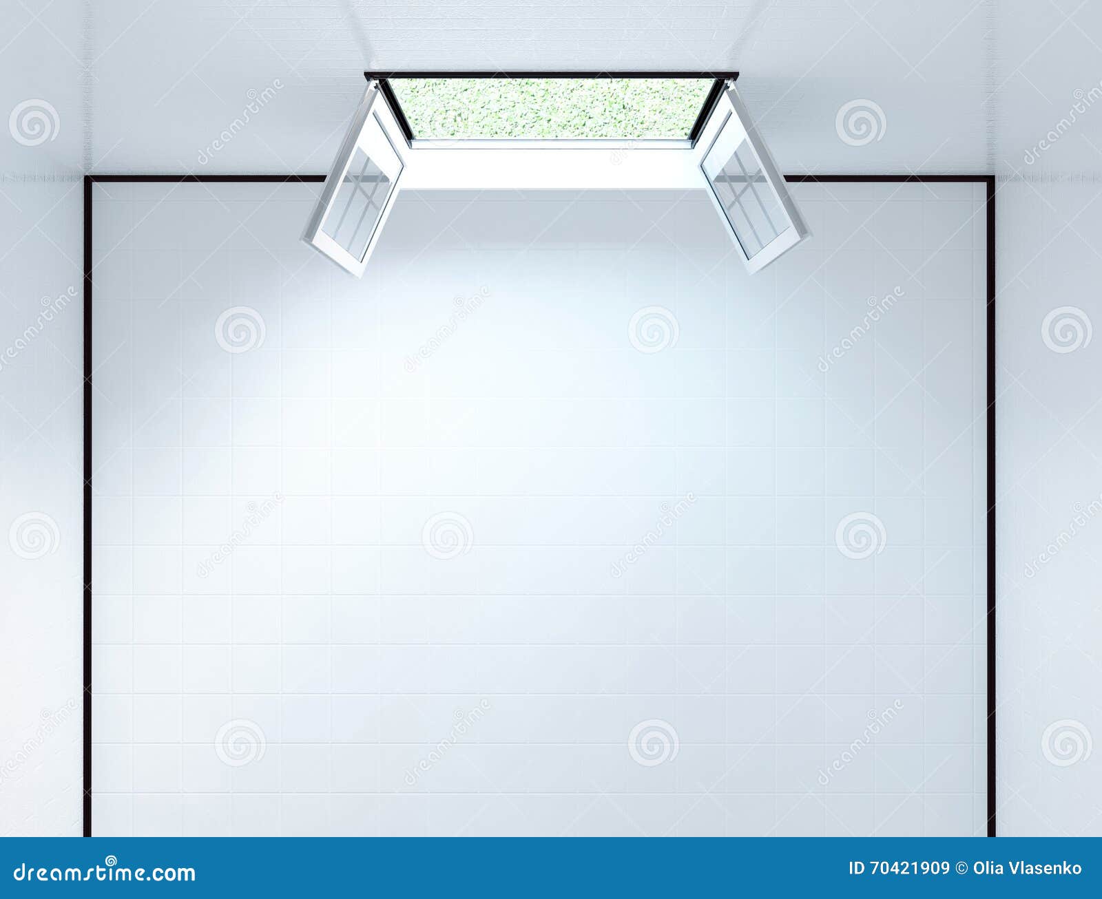 Open window, top view, 3d stock illustration. Illustration of modern
