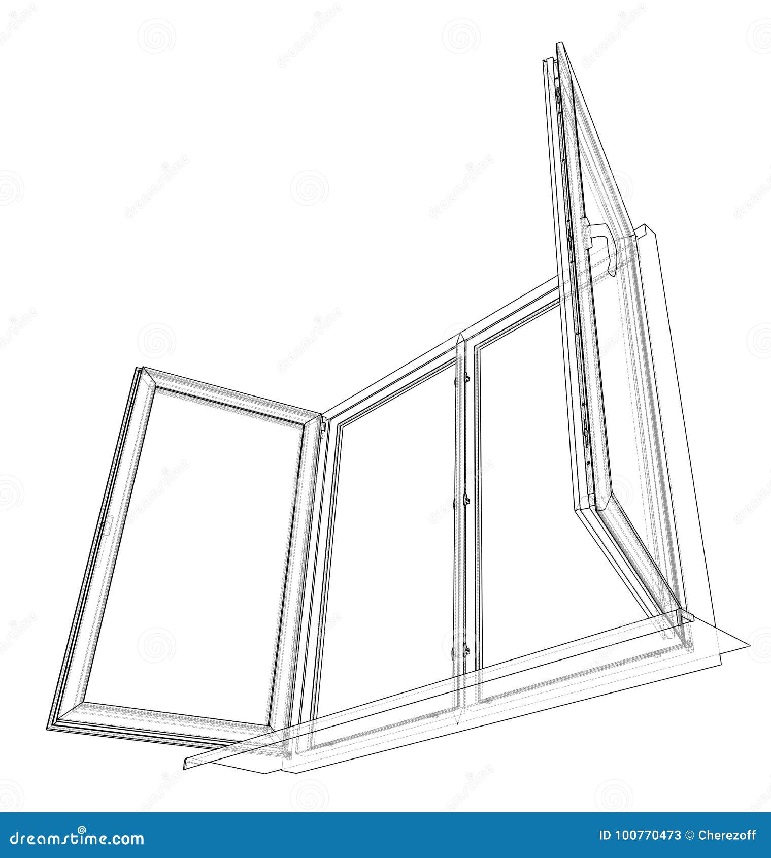 Open Windows Sketch. Vector Stock Vector Illustration of design
