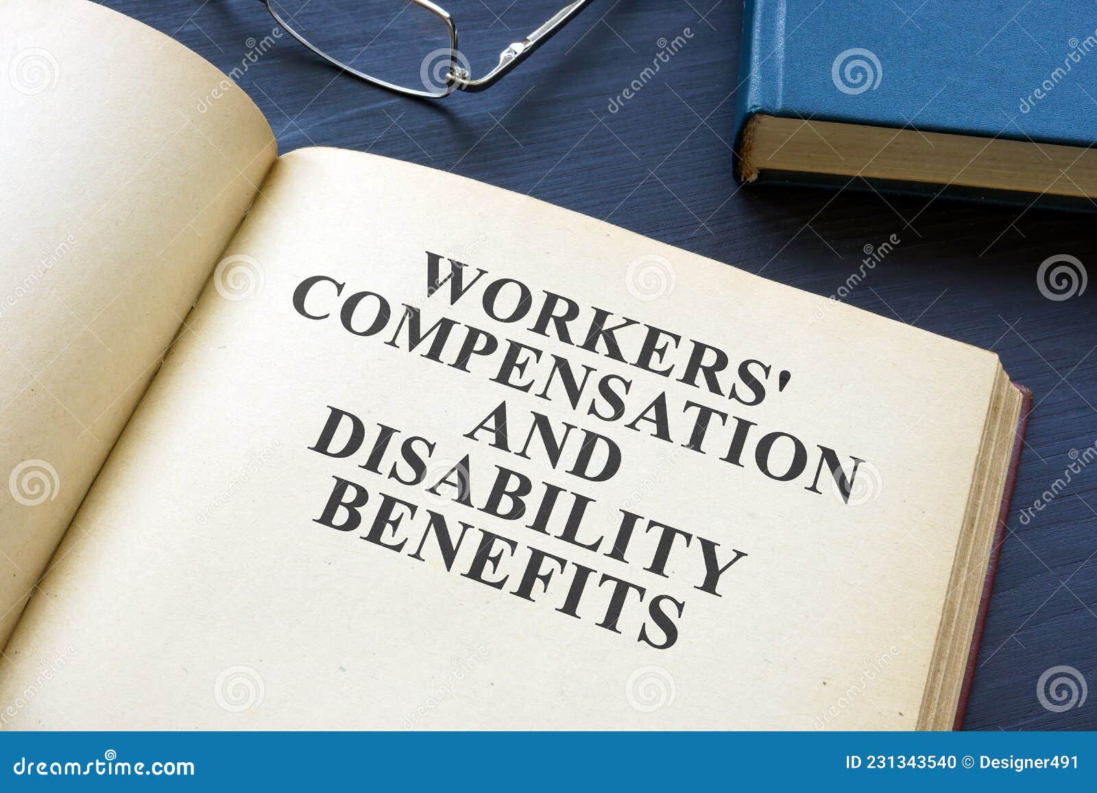 Open Workers Compensation and Disability Benefits Law. Stock Photo