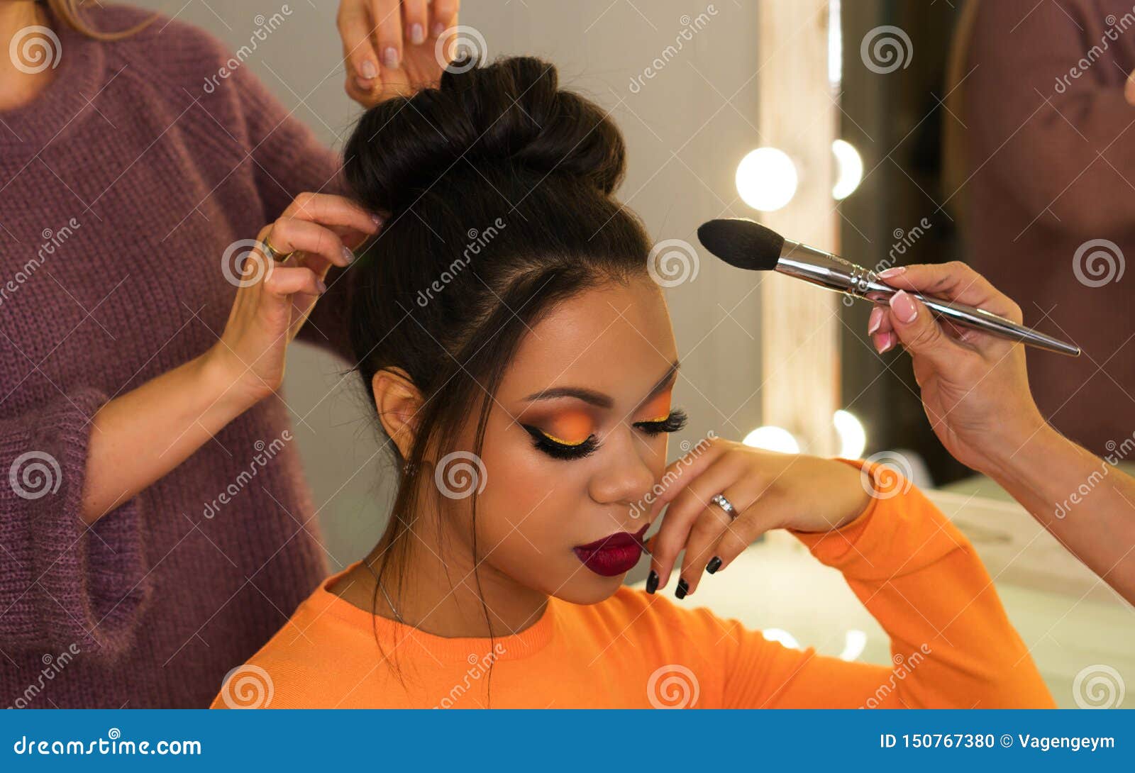 Girl in beauty salon stock photo. Image of african, hairstyle - 150767380