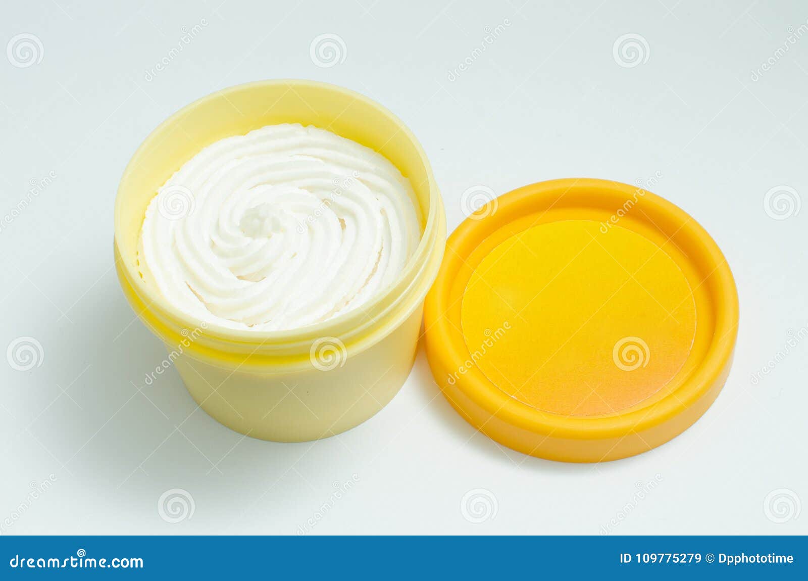 Download Open Yellow Cream Jar With White Lotion On White Background Stock Image Image Of Cosmetics Body 109775279 Yellowimages Mockups