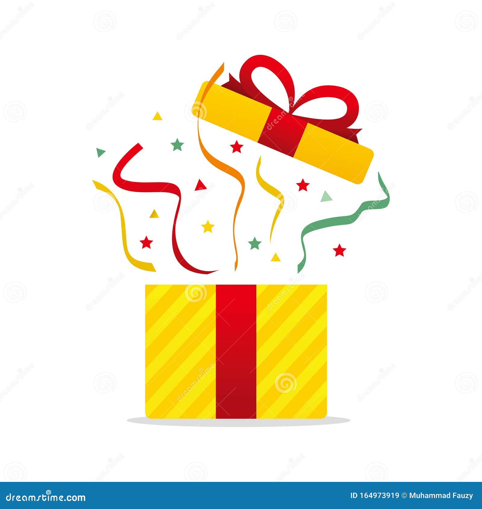 open yellow gift box vector illustration flat design isolated white background clip art 164973919
