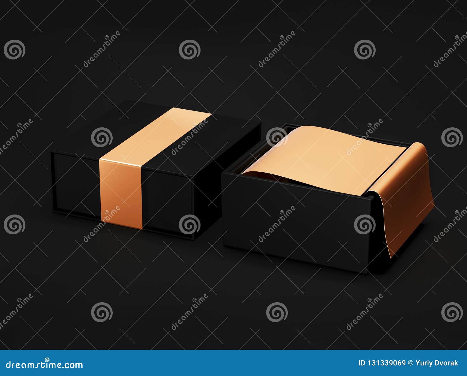 Download Opened Black Gift Box Mockup On Black Background, 3d ...