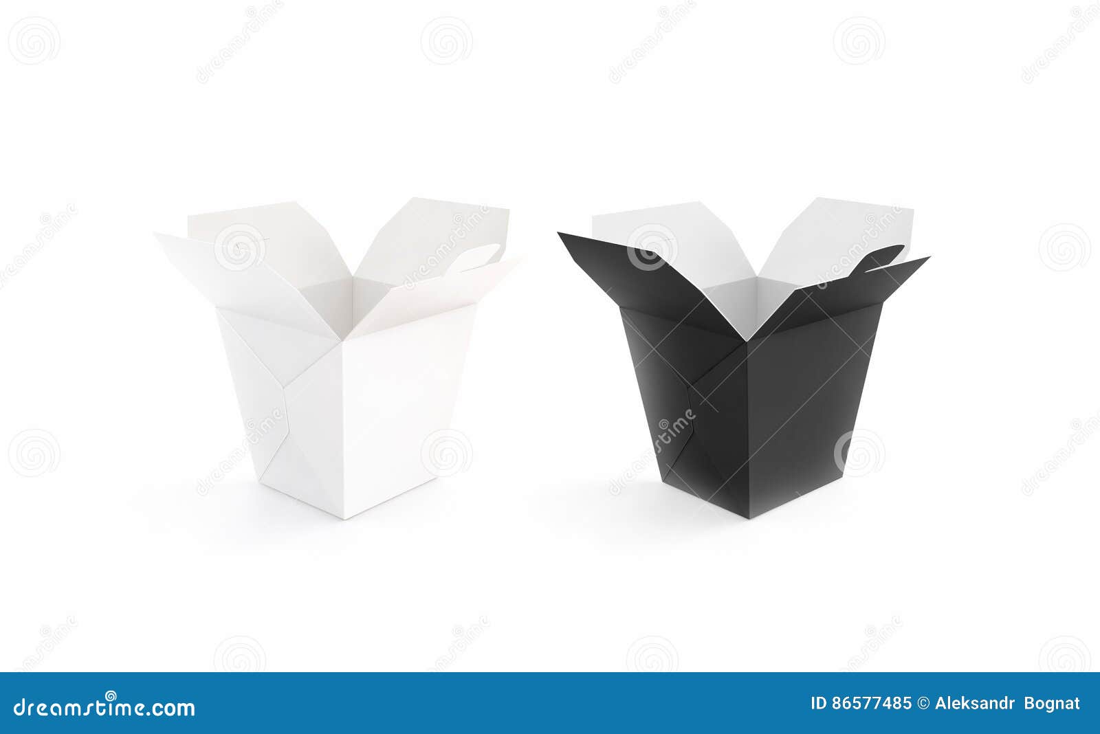 Download Opened Black And White Blank Wok Box Mockup Set Stock ...