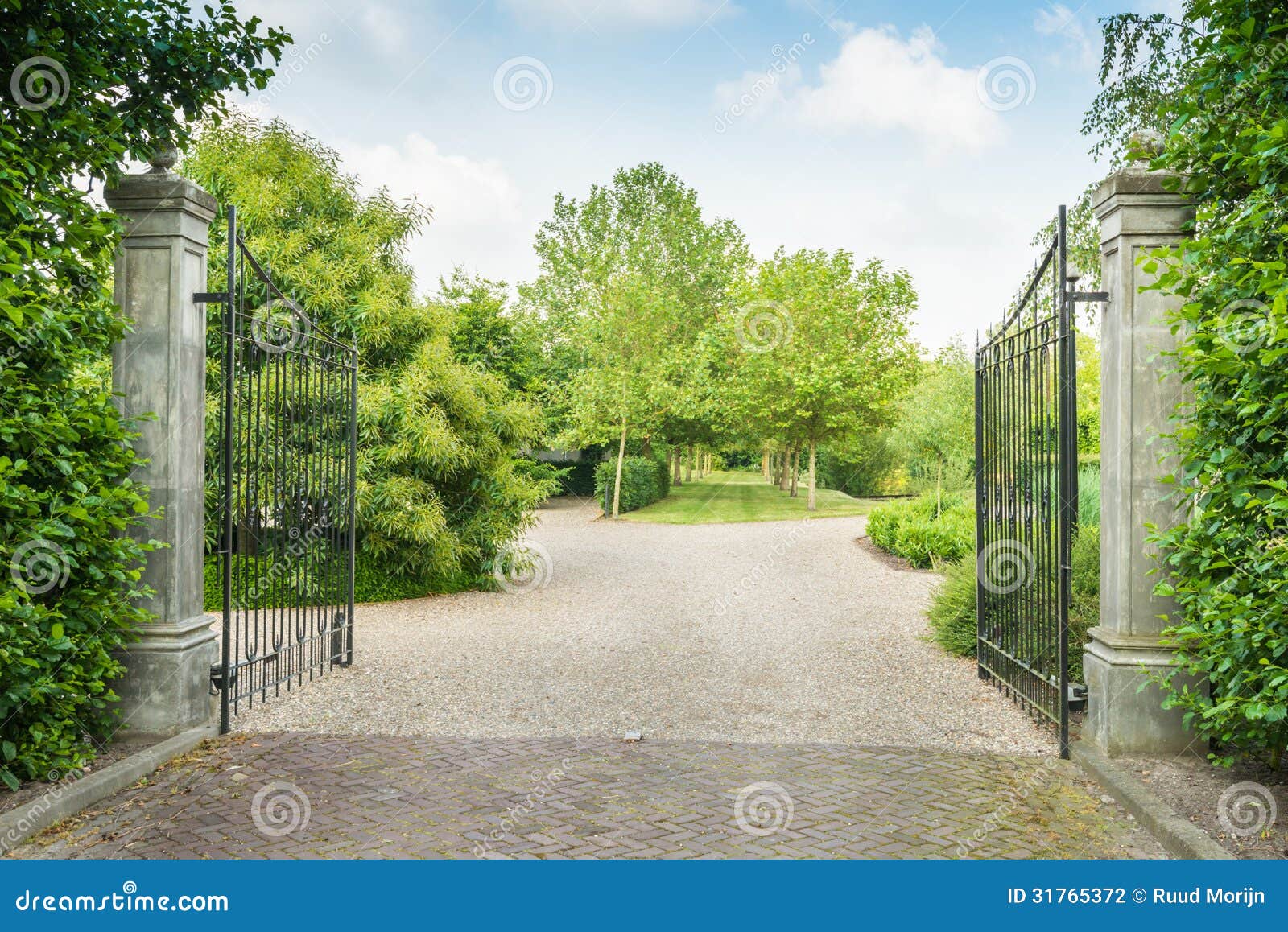 Opened Black Wrought Iron Gate of a Large Estate Stock Photo - Image of  exterior, ornamental: 31765372, image size:1600x1158