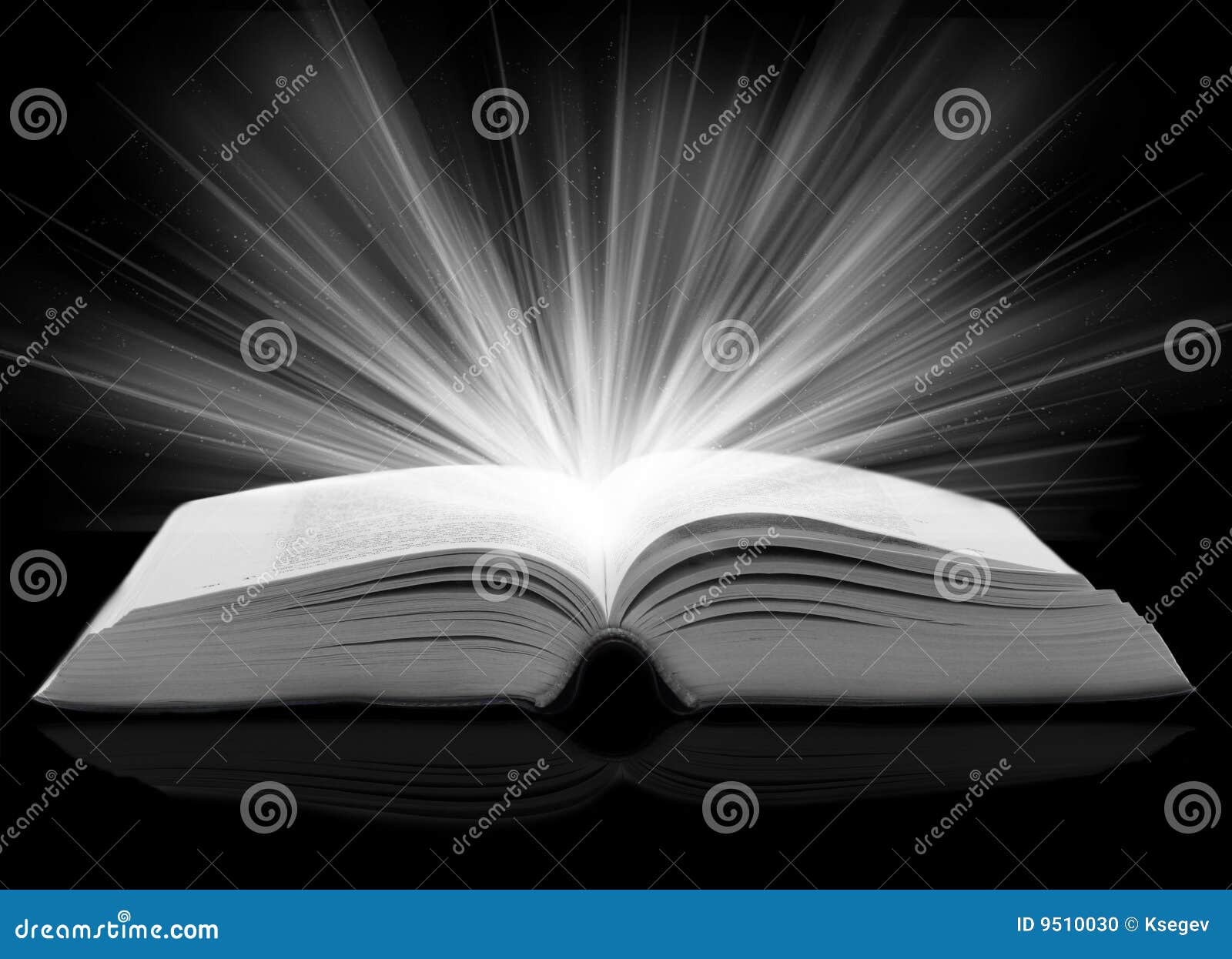 Opened Book With Rays Of Light Stock Photo Image 9510030