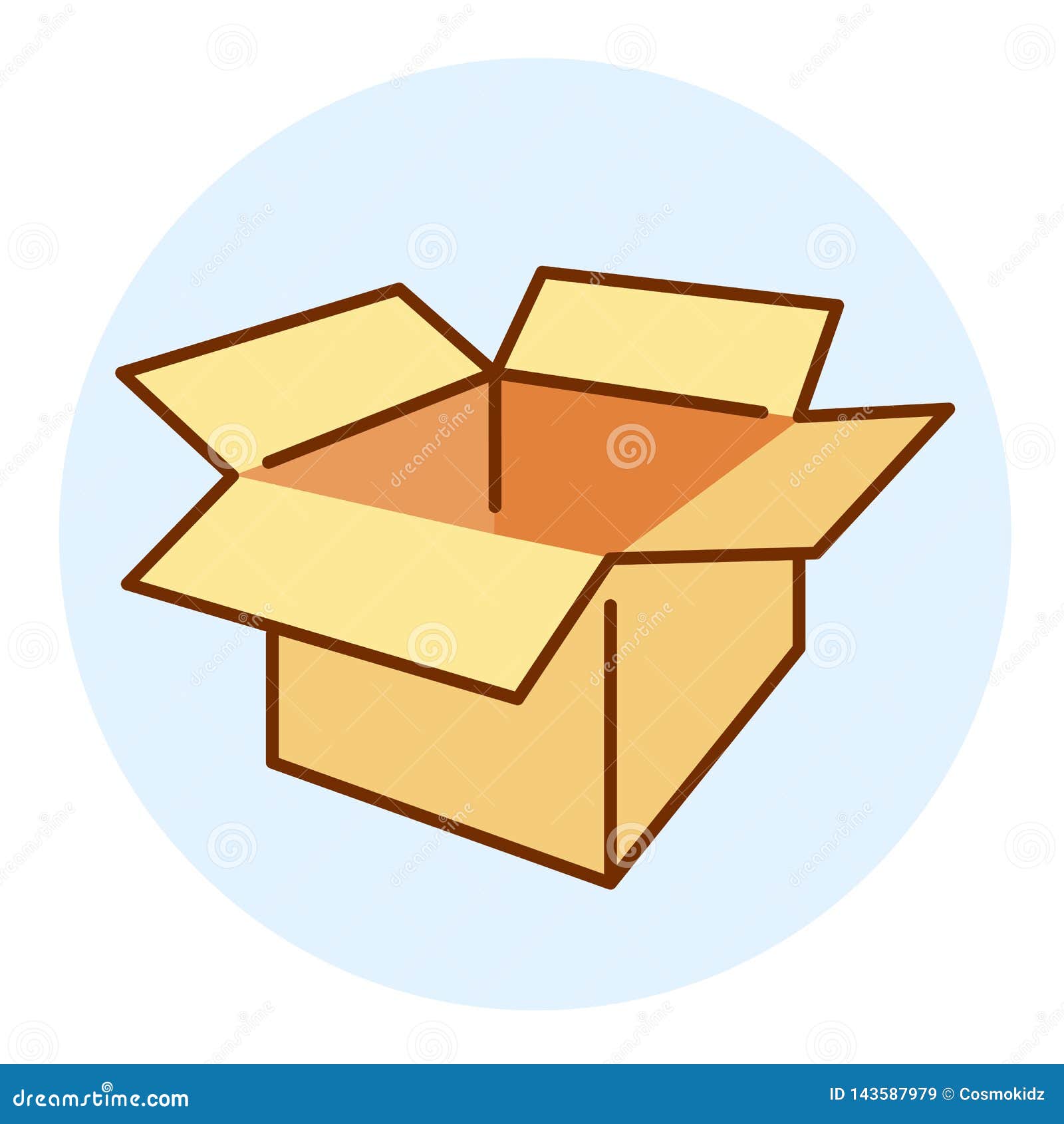 Opened Box Icon In Cartoon Style, Unboxing Icon Stock Illustration