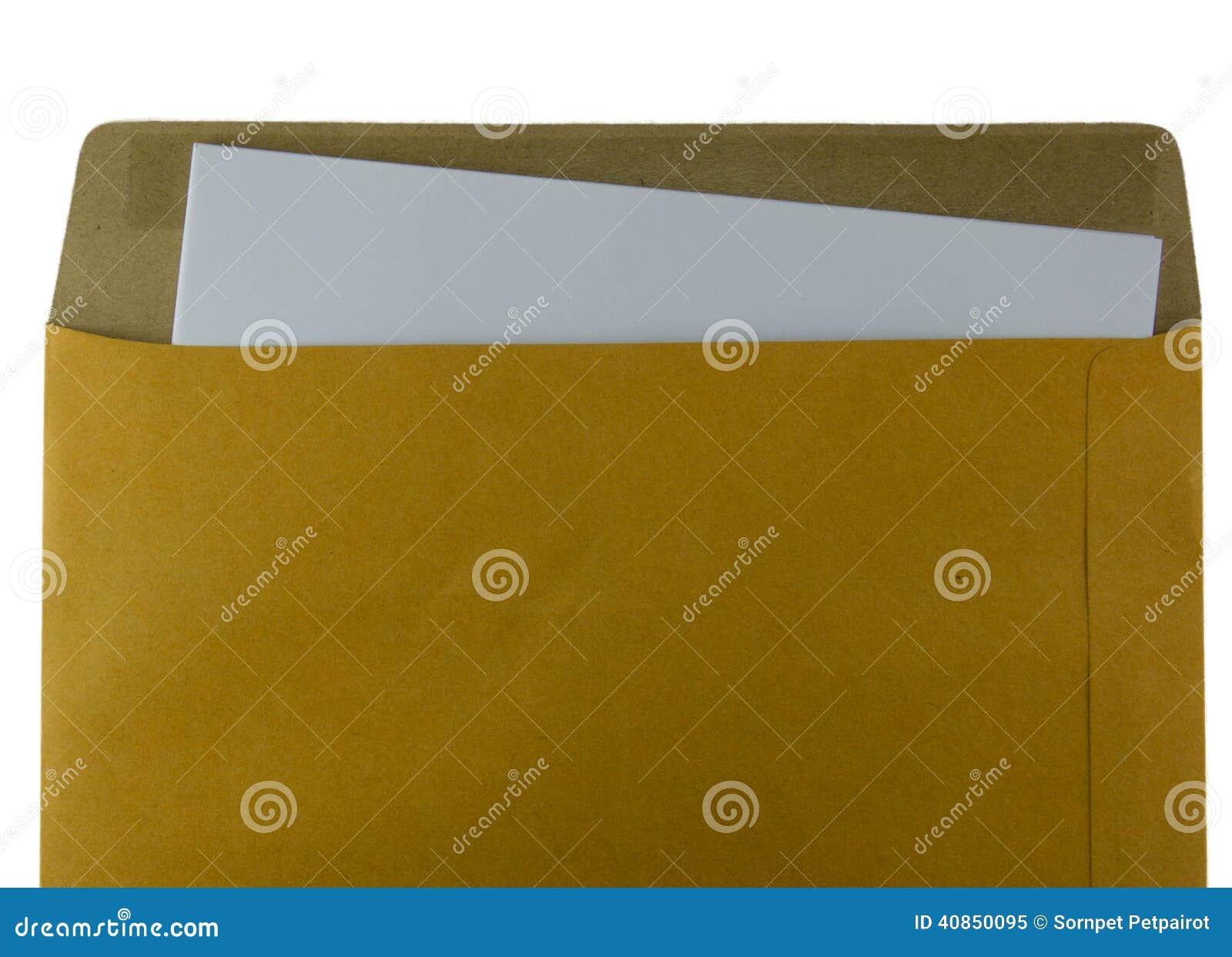 Opened Brown Recycle Envelope with Paper Letter Inside on. Stock Image