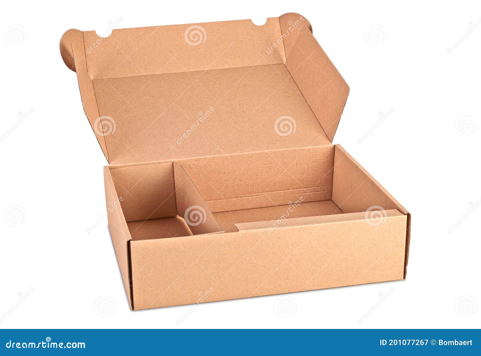 Opened Kraft Card Delivery Box Isolated on White Stock Image Image of