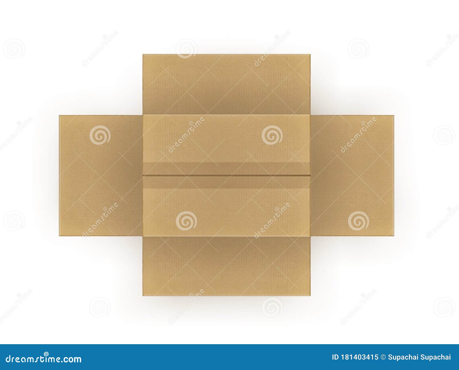 Opened Cardboard Package Box Upside Down Isolated on White Background