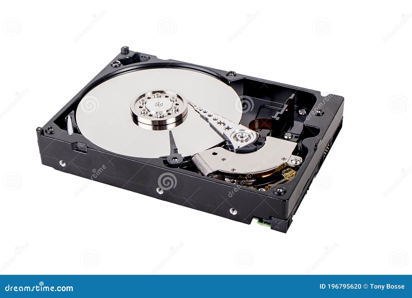 opened computer hard drive, 