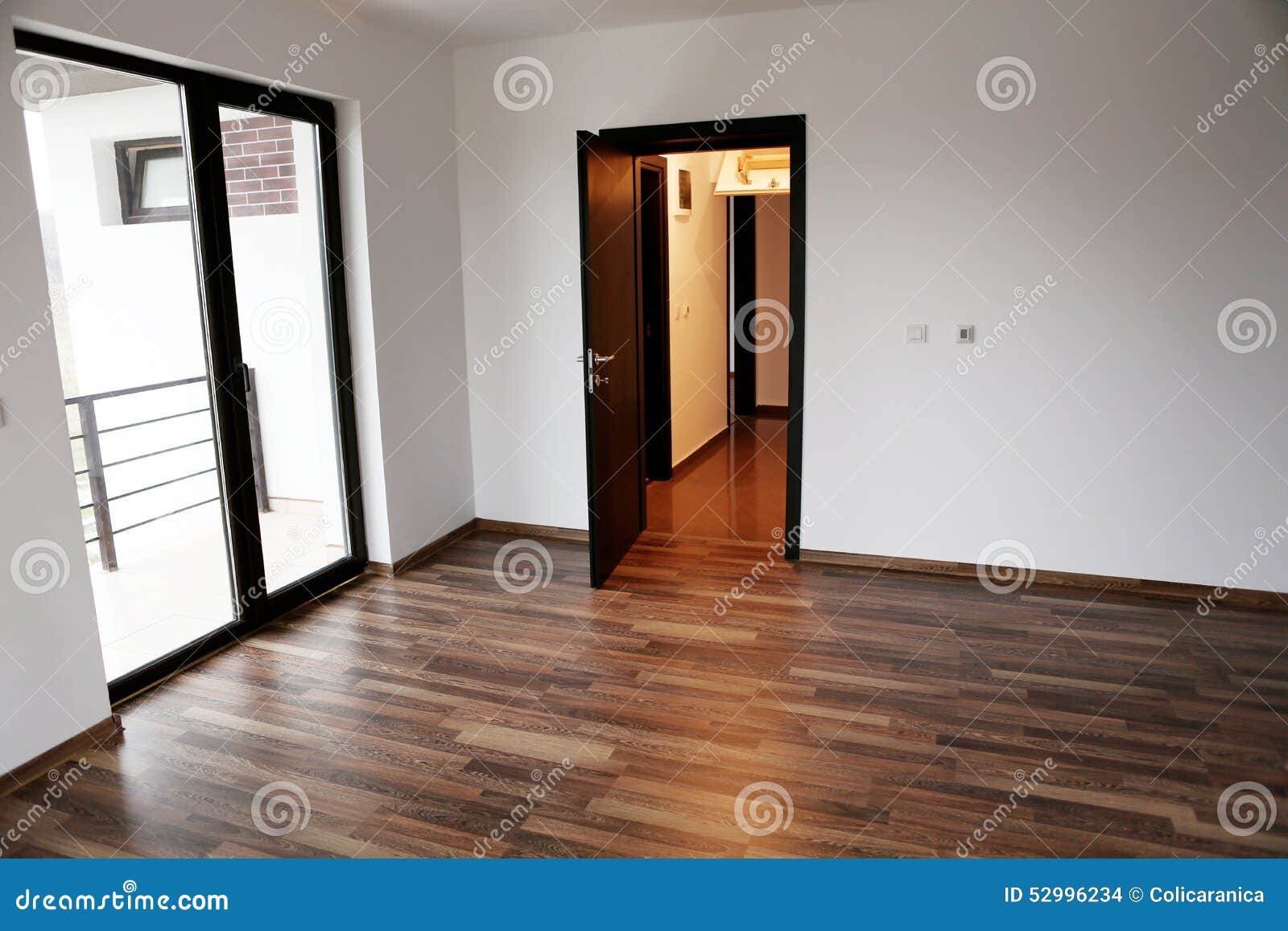 Opened door in a new house stock photo. Image of opened 52996234
